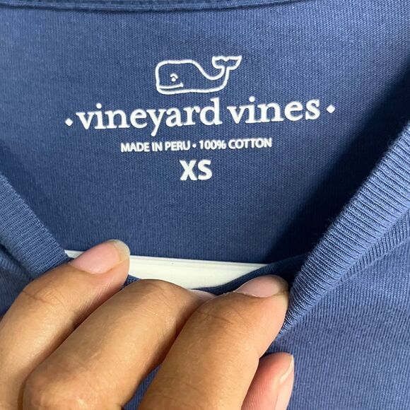 Vineyard Vines Men's Classic Blue Long Sleeve Tee Football Theme XS #711 - Picture 4 of 6